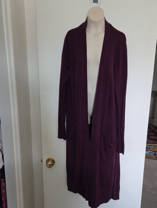 H by Halston Sweaters - H by Halston Deep Plum Open-Front Longline Cardigan